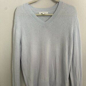 Banana Republic 100% Cashmere Sweater Light Blue V-Neck Size L (Fits M)